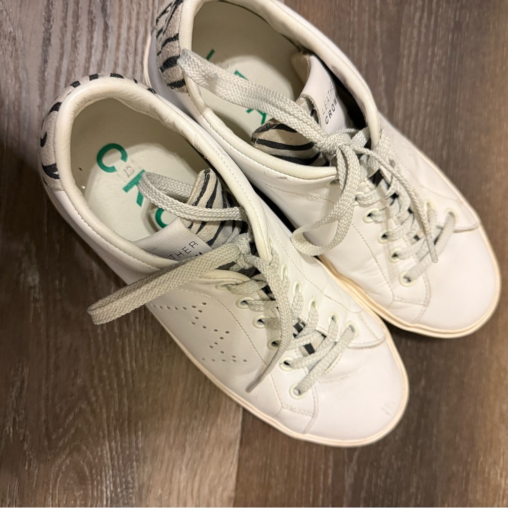 Leather Crown White + Zebra Sneakers Size 37 – Made in Italy
